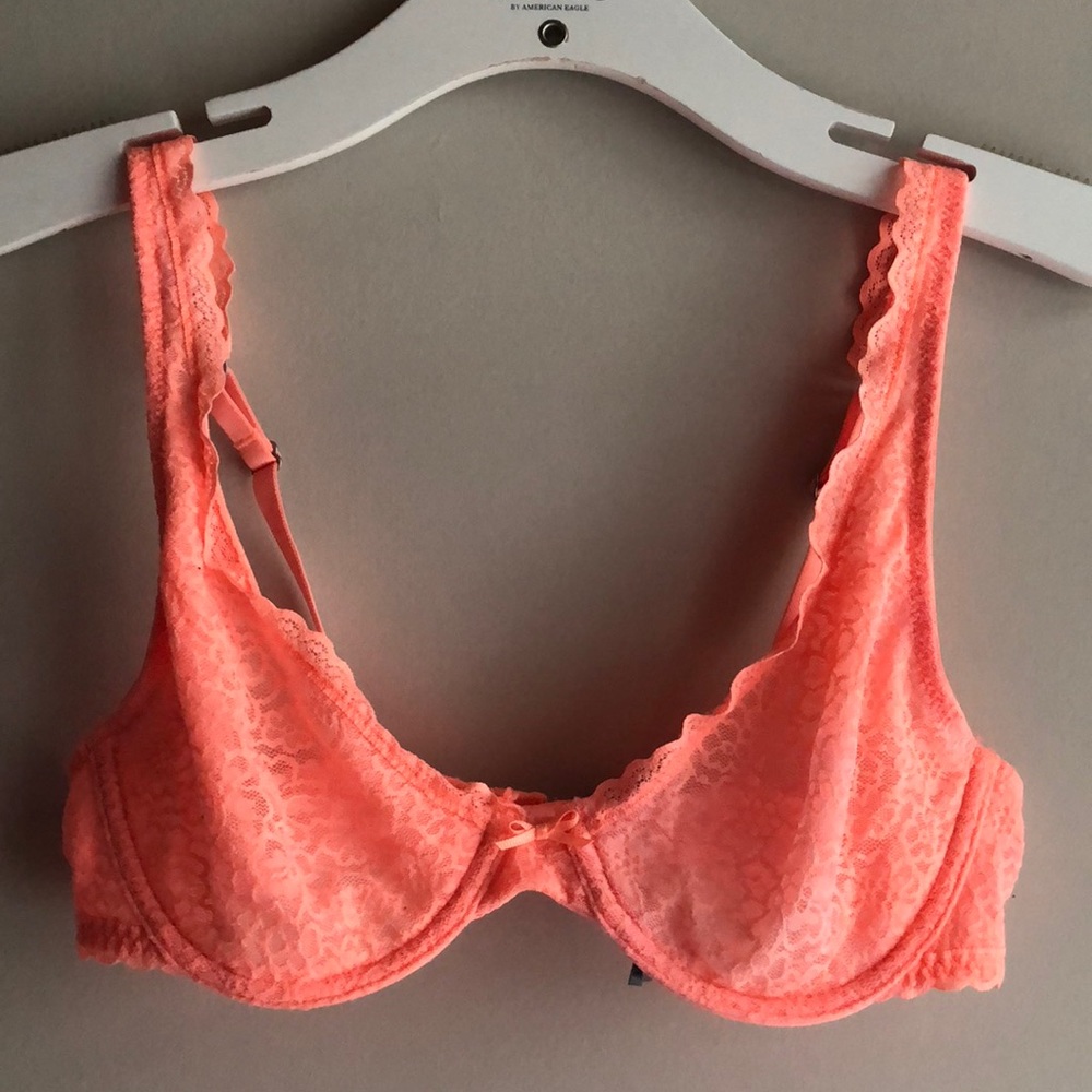 Coral/hot pink unlined aerie happy bra. Size 34C